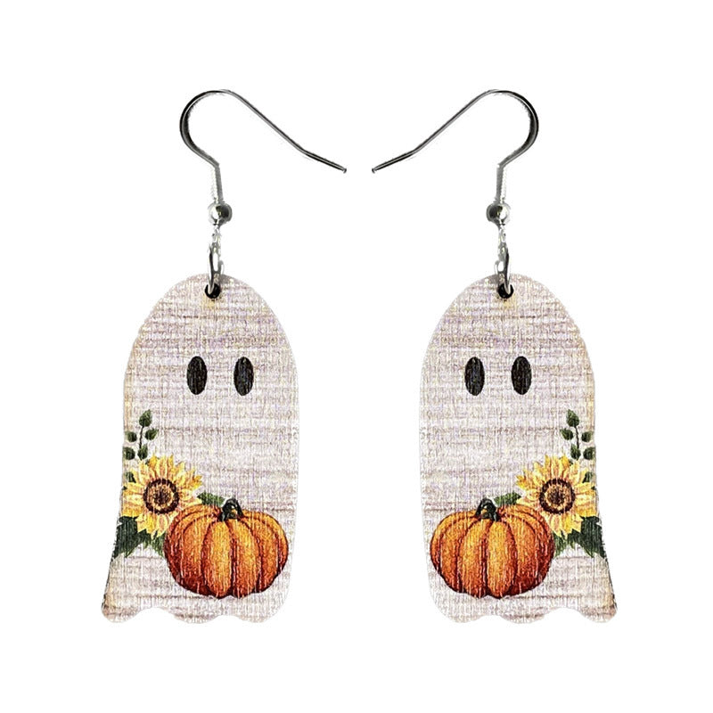 Wholesale 2pairs/pack Thanksgiving Specter Wood Earrings